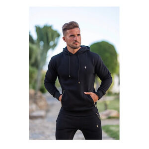Father Sons Black & Gold Pullover Hoodie & Zip Pockets Men's Size M